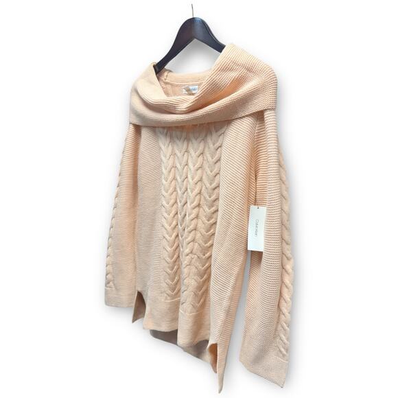 NWT Calvin Klein Cable Knit Cowl Neck Sweater Large - Picture 6 of 11